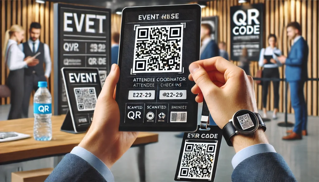 Event coordinator using QR codes for attendee check-ins and access control.