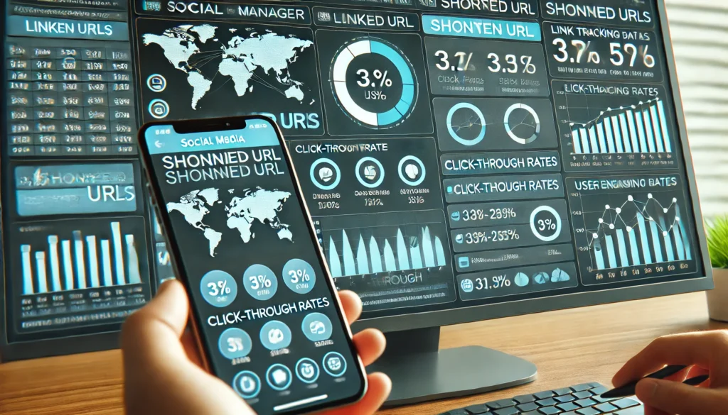 Social media manager's dashboard showing link tracking analytics