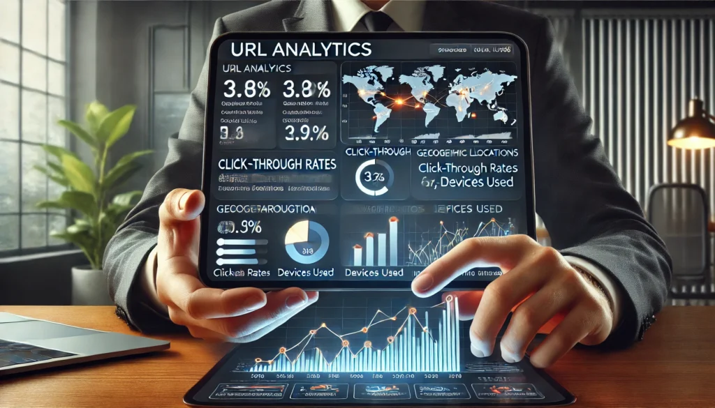 Visual representation of how URL shorteners streamline marketing workflows with devices, automation, and strategies.