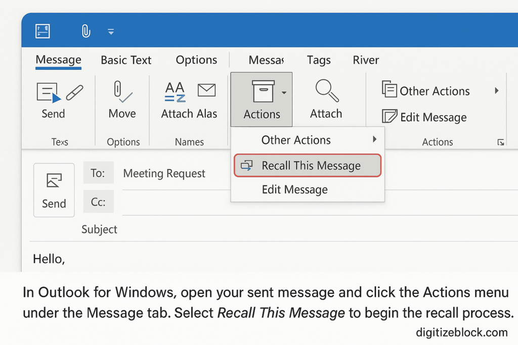 how to recall an email in outlook